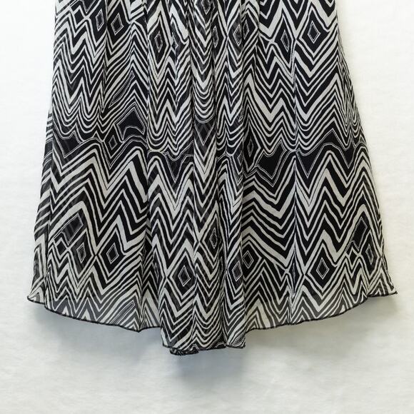 EXPRESS Strapless Babydoll Silk Chiffon Mini Dress Sweatheart Geometric Y2K Sz 2 - Picture 4 of 7